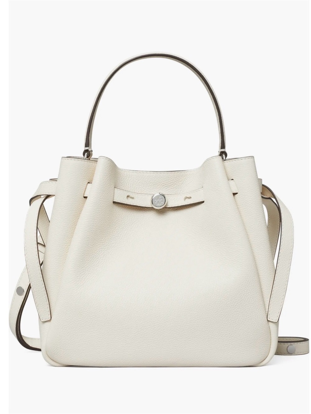 NWOT Tory Burch Romy Leather Bucket Bag light cream